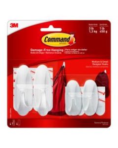 3M Command Damage-Free Removable Plastic Hooks, Assorted Sizes, Pack Of 4