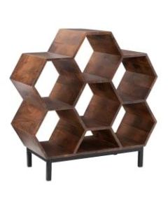 Powell Gorrman 34inH Cubby Bookshelf, Hazelnut/Black