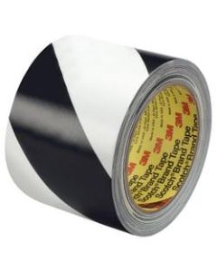 3M 5700 Striped Vinyl Tape, 3in Core, 3in x 36 Yd., Black/White, Case Of 12