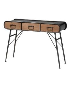 Baxton Studio Modern Industrial 3-Drawer Entryway Console Table, 31-15/16inH x 45-3/4inW x 15-15/16inD, Black/Oak