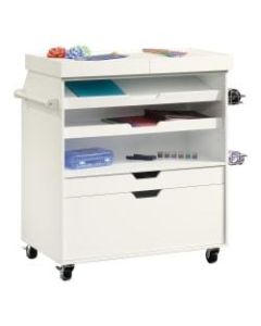 Sauder Craft Pro Mobile Craft Cart, 36inH x 37 1/4inW x 19 1/2inD, Soft White