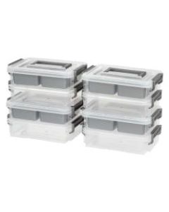 IRIS 2-Cup Layered Latch Boxes, 10-7/8in x 7-3/4in x 5-3/8in, Clear, Pack Of 4 Boxes