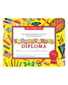 Hayes Kindergarten Diplomas, 8 1/2in x 11in, Multicolor, 30 Certificates Per Pack, Bundle Of 6 Packs