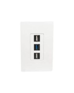 Tripp Lite Single-Gang 3-Port Wall Plate Keystone Cat5/6 USB HDMI Dport RCA - 3 x Total Number of Socket(s) - 1-gang - White - Polycarbonate