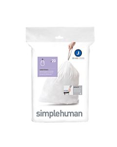 simplehuman Custom Fit Can Liners, J, 30-40L/8-10G, White, Pack Of 240