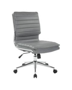 Office Star Pro-Line II SPX Armless Bonded Leather Mid-Back Chair, Charcoal/Chrome
