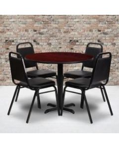 Flash Furniture Round Table With 4 Banquet Chairs, 30in x 36in, Mahogany/Black