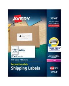 Avery Repositionable Permanent Shipping Labels, 55163, 2in x 4in, White, Box Of 1,000