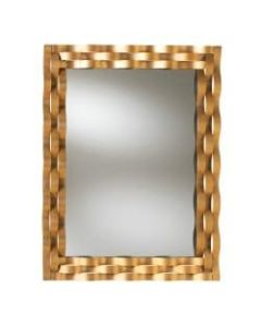 Baxton Studio Modern Rectangular Wall Mirror With Wavy Frame, 42in x 31-13/16in, Antique Gold
