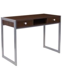 Flash Furniture 41-1/2inW Desk, Dark Wood Grain/Silver