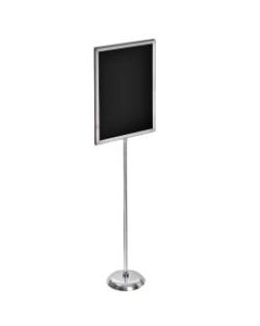 Azar Displays 2-Sided Slide-In Frame Sign Holder With Metal Pedestal Stand, 24in x 18in, Silver