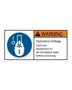 Tape Logic Durable Rectangle Safety Labels, DSL517, 2in x 4in, Warning Hazardous Voltage, Roll Of 25 Labels