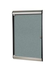 Ghent Silhouette 1-Door Enclosed Bulletin Board, Vinyl, 42-1/8in x 27-3/4in, Stone, Satin Black Aluminum Frame