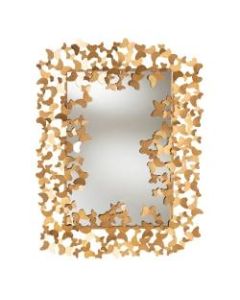 Baxton Studio Butterfly Rectangular Wall Mirror, 49-1/4in x 36-5/8in, Antique Gold