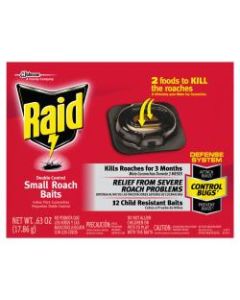 Raid Roach Baits, Double Control, 0.63 Oz, Pack Of 72 Baits