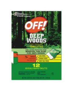 OFF! Deep Woods Towelettes, 0.12 Oz, Pack Of 12 Towelettes