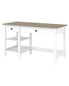 Bush Furniture Mayfield 54inW Computer Desk With Shelves, Pure White/Shiplap Gray, Standard Delivery