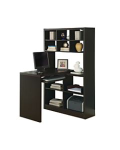 Monarch Specialties Corner Computer Desk With Built-In Shelves, Cappuccino