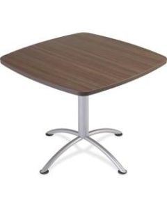 Iceberg iLand 29inH Square Hospitality Table - Square Top - Powder Coated Silver Base - 36in Table Top Length x 36in Table Top Width x 1.13in Table Top Thickness - 29in Height - Assembly Required - Laminated, Teak - Particleboard