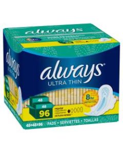 Always Ultra-Thin Regular Pads With Wings, Box Of 96 Pads