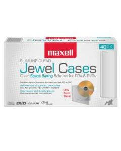 Maxell CD-365 Slimline Jewel Cases, Clear, Pack Of 40