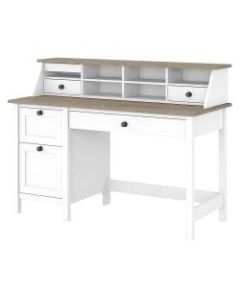 Bush Furniture Mayfield 54inW Computer Desk With Drawers And Desktop Organizer, Pure White/Shiplap Gray, Standard Delivery