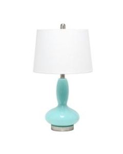Lalia Home Glass Dollop Table Lamp, 23-1/2inH, White Shade/Seafoam Base