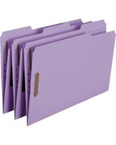 Smead Colored Top-Tab Fastener File Folders, 8 1/2in x 14in, Legal Size, Lavender, Box Of 50 Folders