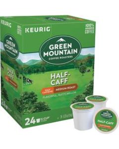 Green Mountain Coffee K-Cups, Medium Roast, Half-Caffeinated, Carton Of 24 K-Cups