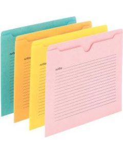 Smead Straight Tab Cut Letter Recycled File Jacket - 8 1/2in x 11in - Aqua, Goldenrod, Pink, Yellow - 10% - 12 / Pack