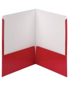 Smead Letter Pocket Folder - 8 1/2in x 11in - 2 Pocket(s) - Red - 25 / Box