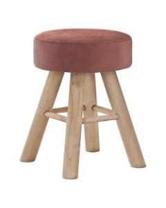 Monarch Specialties Shellie Velvet Ottoman, Dark Pink/Natural