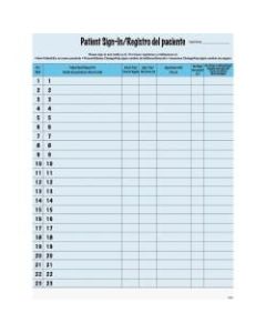Tabbies Patient Sign-In Label Forms, 8-1/2in x 11in, Blue, Pack of 125