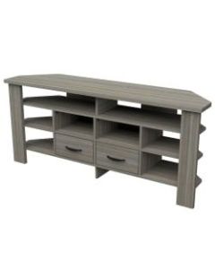 Inval America Corner TV Stand, 25-7/16inH x 15inW x 59-1/8inD, Smoke Oak