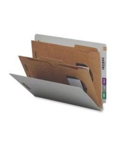 Smead Pocket-Style End-Tab Classification Folders, 2in Expansion, 2 Dividers, 8 1/2in x 11in, Letter, 60% Recycled, Gray/Green, Box of 10