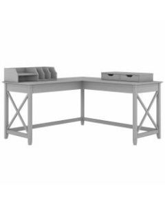 Bush Furniture Key West 60inW L-Shaped Desk With Desktop Organizers, Cape Cod Gray, Standard Delivery