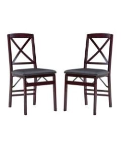 Linon Bradford X-Back Folding Chairs, Espresso, Set Of 2 Chairs