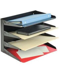 STEELMASTER Steel Multi-Tier Letter Size Organizers, Black, 4 Trays