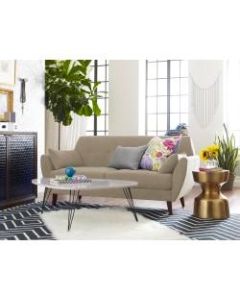 Elle Decor Amelie Mid-Century Modern Sofa, Beige/Chestnut