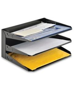 STEELMASTER Steel Multi-Tier Letter Size Organizers, Black, 3 Trays