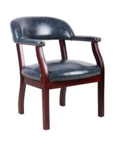 Boss Captains Guest Arm Chair, Blue/Mahogany
