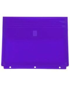 JAM Paper Plastic 3-Hole Punch Binder Envelopes, 9-1/2in x 11 1/2in, Hook & Loop Closure, Purple, Pack Of 12 Envelopes