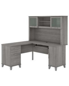 Bush Furniture Somerset 60inW L-Shaped Desk With Hutch, Platinum Gray, Standard Delivery