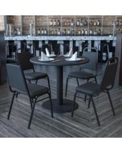 Flash Furniture Round Table With 4 Banquet Chairs, 30in x 36in, Black