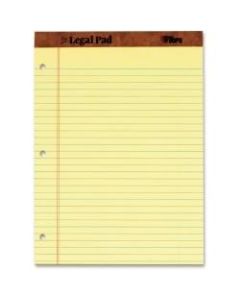 TOPS Leatherette Binding 3-Hole Punch Legal Pads - 50 Sheets - Double Stitched - 0.34in Ruled - 16 lb Basis Weight - 8 1/2in x 11 3/4in - Canary Paper - Perforated, Punched, Hard Cover - 12 / Dozen