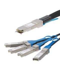 StarTech.com MSA Compliant QSFP+ Direct-Attach Twinax Breakout Cable - 1 m (3.3 ft) - 40 Gbps to 4 x 10Gbps - Passive Copper DAC - First End: 1 x QSFP+ Male Network - Second End: 4 x SFP+ Male Network - 40 Gbit/s - 30 AWG - Black