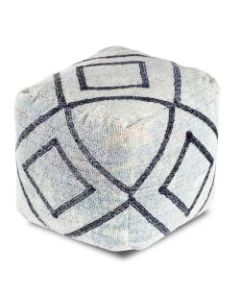 Anji Mountain Lucy In The Sky Pouf Ottoman, Ivory/Blue