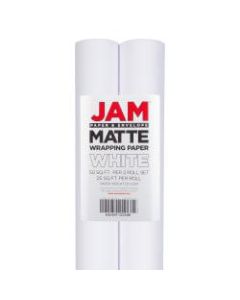 JAM Paper Wrapping Paper, Matte, 25 Sq Ft, White, Pack of 2 Rolls