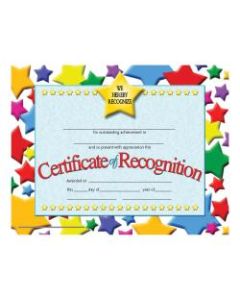 Hayes Certificates Of Recognition, 8 1/2in x 11in, Multicolor, 30 Certificates Per Pack, Bundle Of 6 Packs