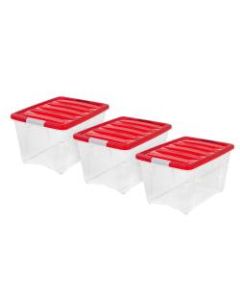 IRIS Holiday Storage Totes, 22in x 16 1/2in x 13 1/16in, Red, Case Of 3